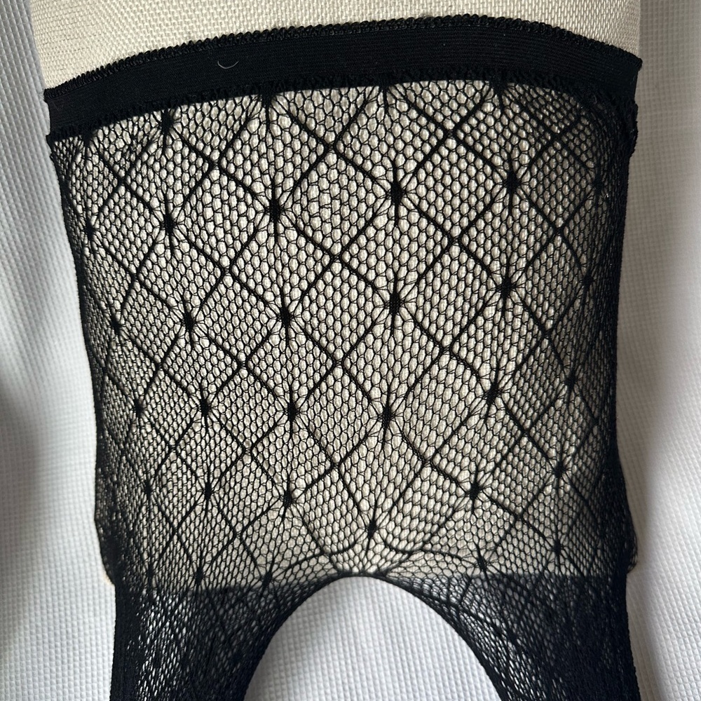3 pairs of fishnet pantyhose black with different designs Hexagon Flower SZ M-L - Picture 3 of 7